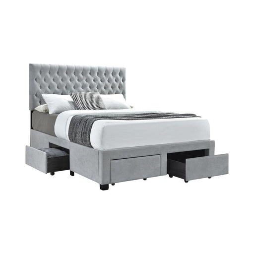 Soledad Full 4-drawer Button Tufted Storage Bed Light Grey image