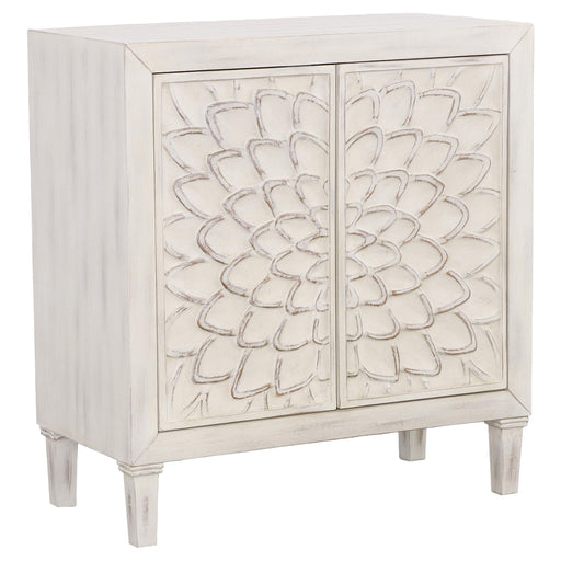Clarkia Accent Cabinet with Floral Carved Door White image