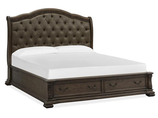 Magnussen Furniture Durango Queen Upholstered Sleigh Storage Bed in Willadeene Brown image