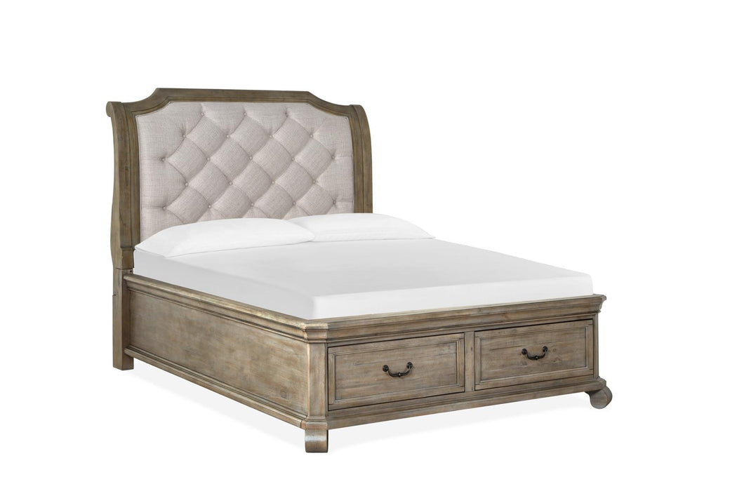Magnussen Furniture Tinley Park King Sleigh Storage Bed in Dove Tail Grey
