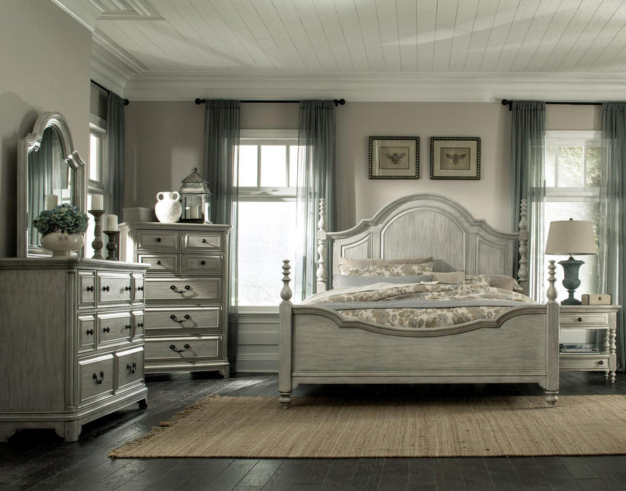 Magnussen Furniture Windsor Lane Queen Poster Bed in Weathered White