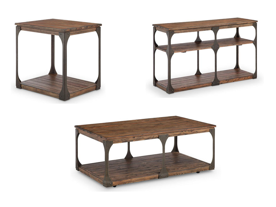Magnussen Montgomery Rectangular Cocktail Table in Bourbon and Aged Iron