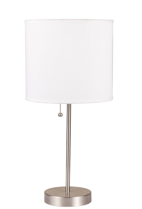 Vassy White Shade & Brush Silver Table Lamp image